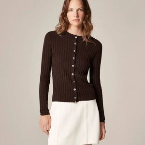 J. Crew Cashmere Brown Ribbed Cardigan